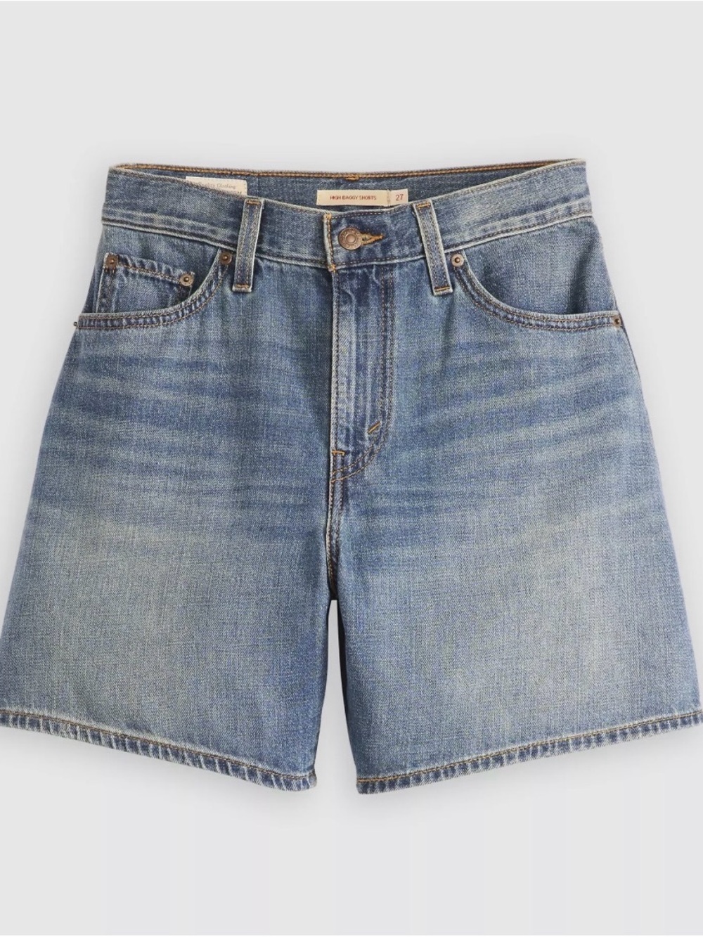Levi's® Premium HIGH RISE BAGGY LINEN+ DENIM LIGHTWEIGHT WOMEN'S SHORTS Size 25 - Picture 3 of 8